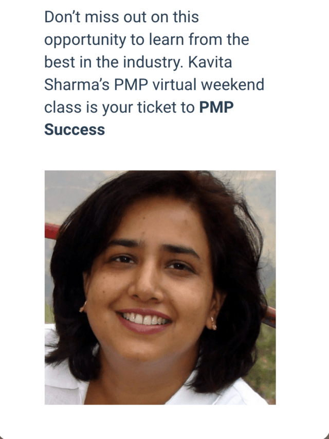 PMP Virtual Weekend Class with Kavita Sharma